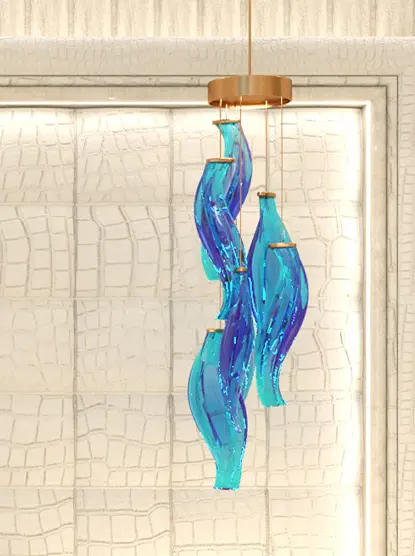 Gocce Di Mare: lampadario blu - Luce controcorrente