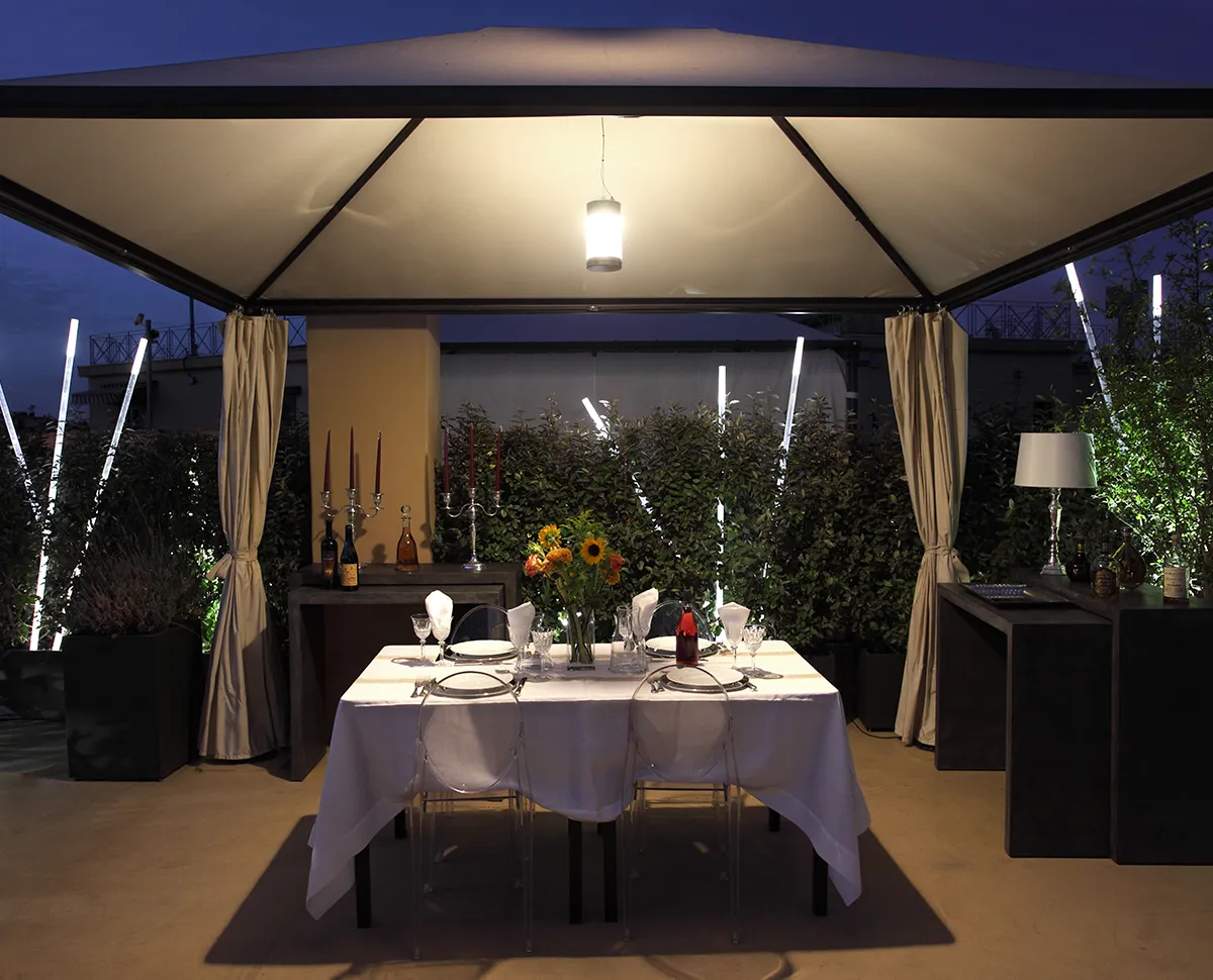 Progetto Outdoor - Terrazzo Privato Roma - Gazebo - Luce Controcorrente Progetto Outdoor - Terrazzo Privato Roma - Gazebo - Luce Controcorrente