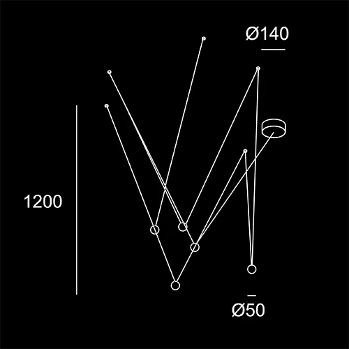 E.T chandelier - sketch tecnico lampadari Brescia - LuceControCorrente