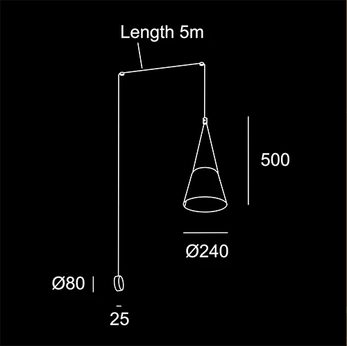 Loft Conica - sketch tecnico lampadari da parete- LuceControCorrente