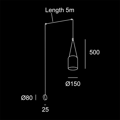 Loft Rettangolare  - sketch tecnico lampadari Brescia - LuceControCorrente