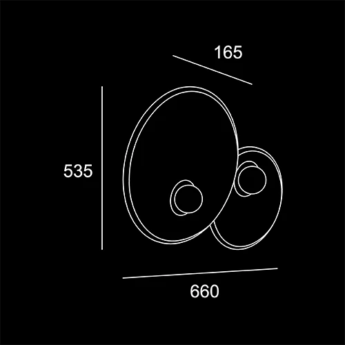 Triplette Doppia 535 - sketch tecnico lampadari da parete- LuceControCorrente