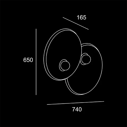 Triplette Doppia 650 - sketch tecnico lampadari da parete- LuceControCorrente