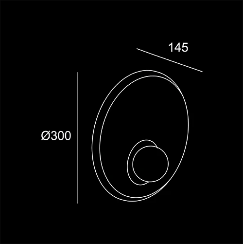 Triplette Singola 300- sketch tecnico lampadari da parete- LuceControCorrente