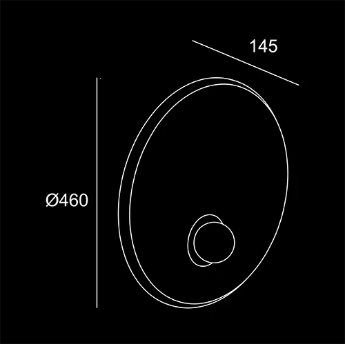 Triplette Singola 460- sketch tecnico lampadari da parete- LuceControCorrente