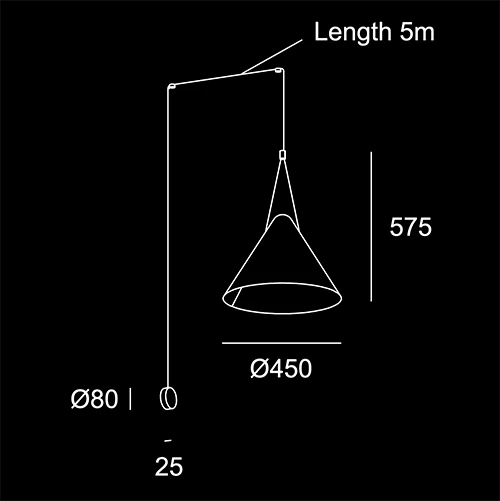 Loft Large - sketch tecnico lampadari da parete- LuceControCorrente