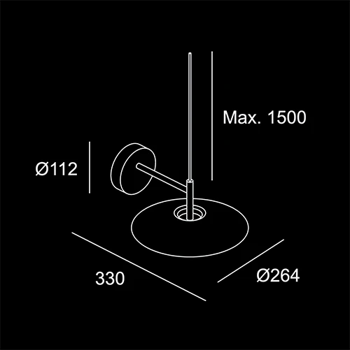 Orient - sketch tecnico lampadari Brescia da parete- LuceControCorrente