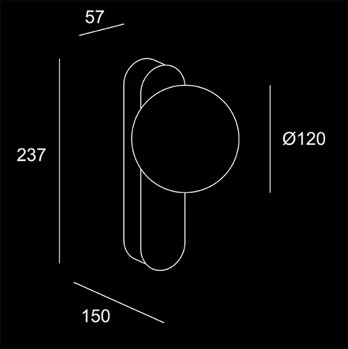 Pallina - lampadari Brescia sketch tecnico - LuceControCorrente