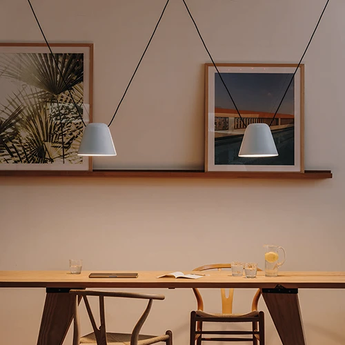 Loft Doppia Conica - ambiente colore white -  lampadari Brescia - LuceControCorrente