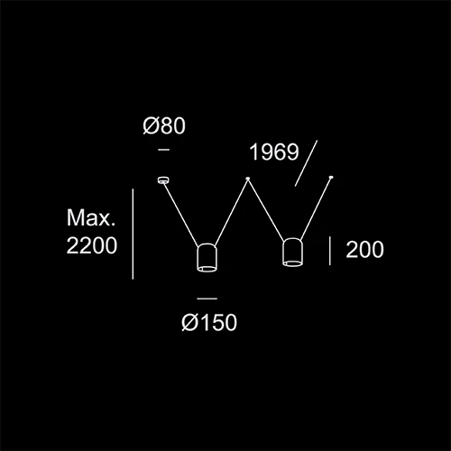 Loft Doppia Rettangolare- sketch tecnico lampadari Brescia - LuceControCorrente