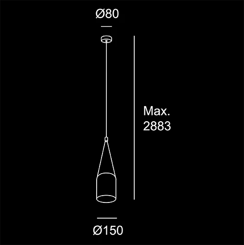 Loft Singola Rettangolare - sketch tecnico lampadari Brescia - LuceControCorrente