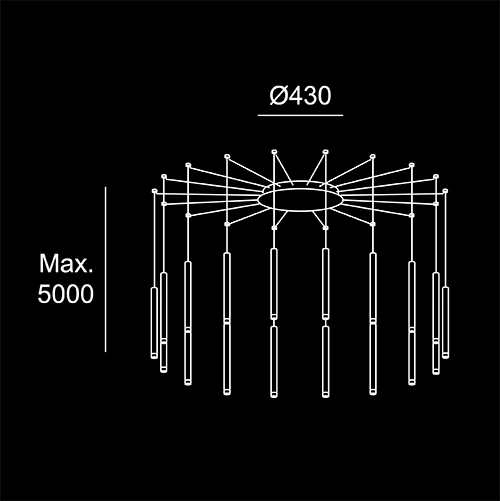Lume Chandelier 18- sketch tecnico lampadari Brescia - LuceControCorrente