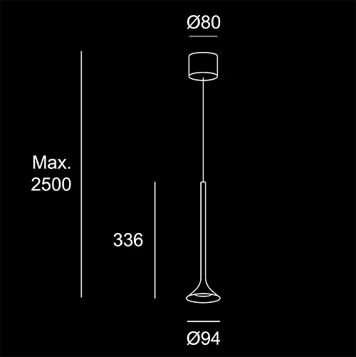 Trumpet Small - sketch tecnico lampadari Brescia - LuceControCorrente