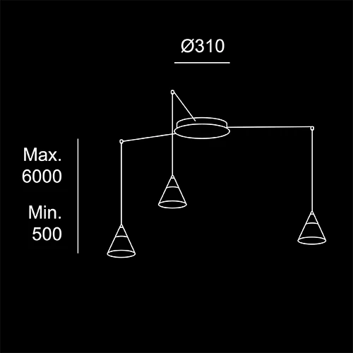 Venice 3 H - sketch tecnico lampadari Brescia - LuceControCorrente