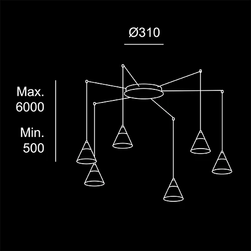 Venice 6 H - sketch tecnico lampadari Brescia - LuceControCorrente