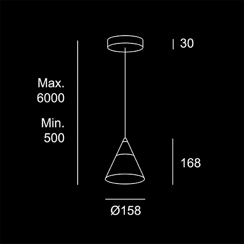 Venice Singola - sketch tecnico lampadari Brescia - LuceControCorrente