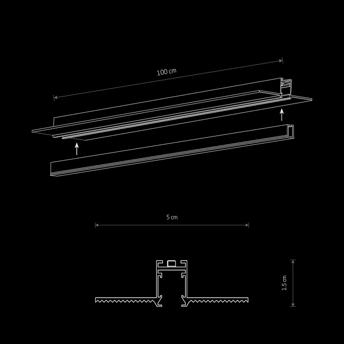 Binario 1MT Incasso Disegno LuceControCorrente