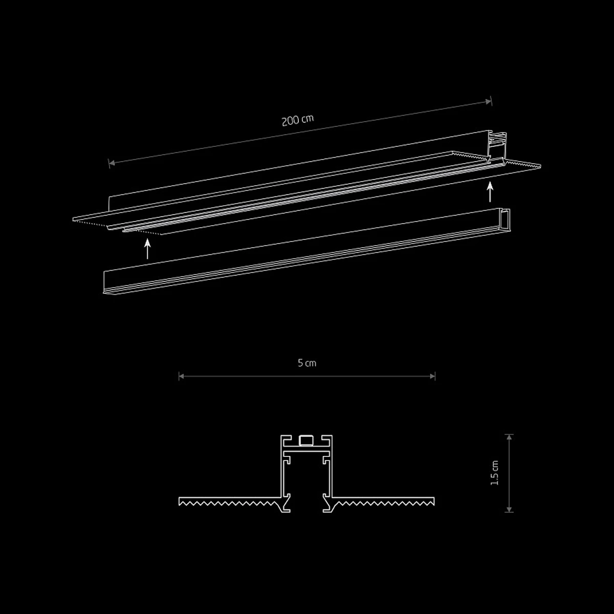 Binario 2MT Incasso Disegno LuceControCorrente