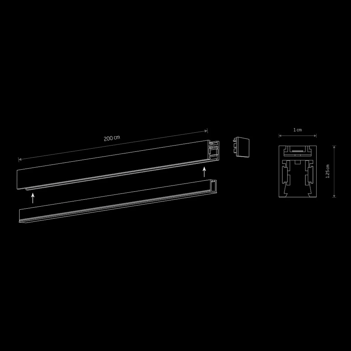 Binario 2MT Plafone Disegno LuceControCorrente