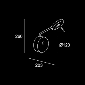 Lampada Clean Small da lettura  -  sketch tecnico lampadari Brescia  -  LuceControCorrente