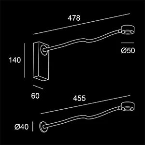Lampada Ink da lettura  -  sketch tecnico lampadari Brescia  -  LuceControCorrente