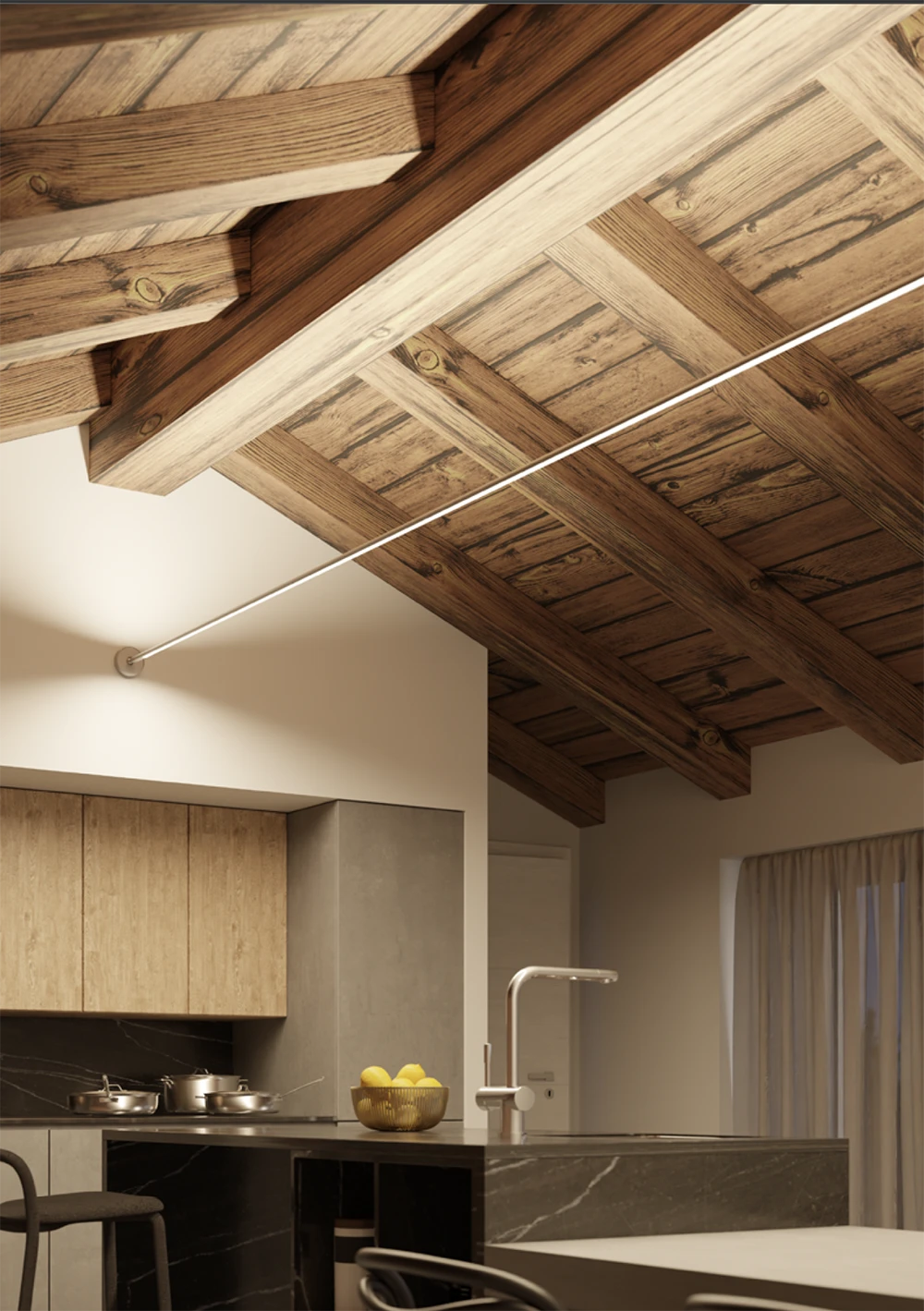 Alcune idee per l’illuminazione travi in legno di LuceControCorrente