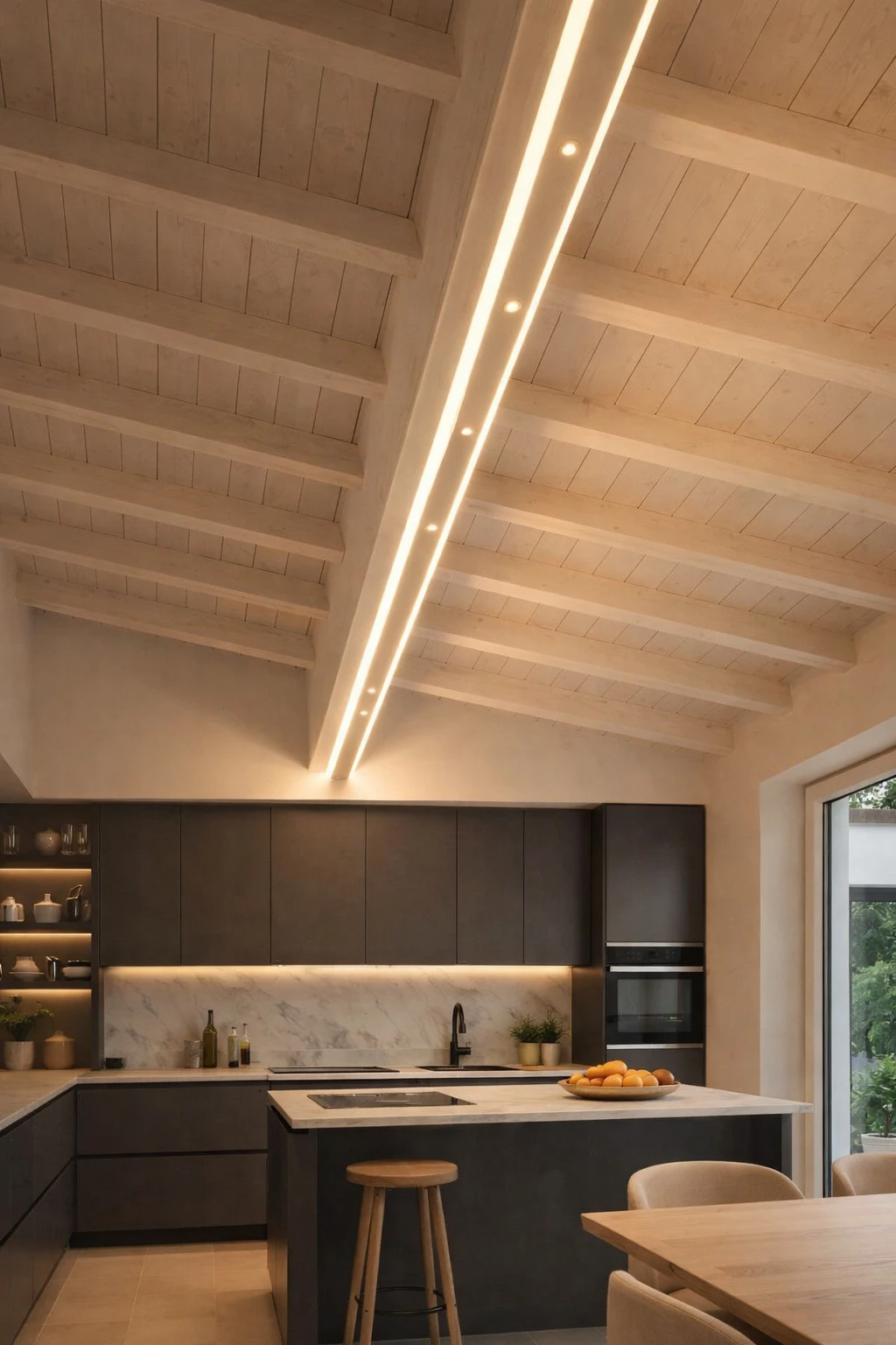 Illuminare un soffitto con travi a vista: colori delle pareti e riflessione luminosa - LuceControCorrente