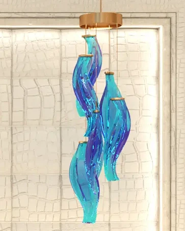 Sospensione gocce di mare blu - Lampadari Brescia - LuceControCorrente