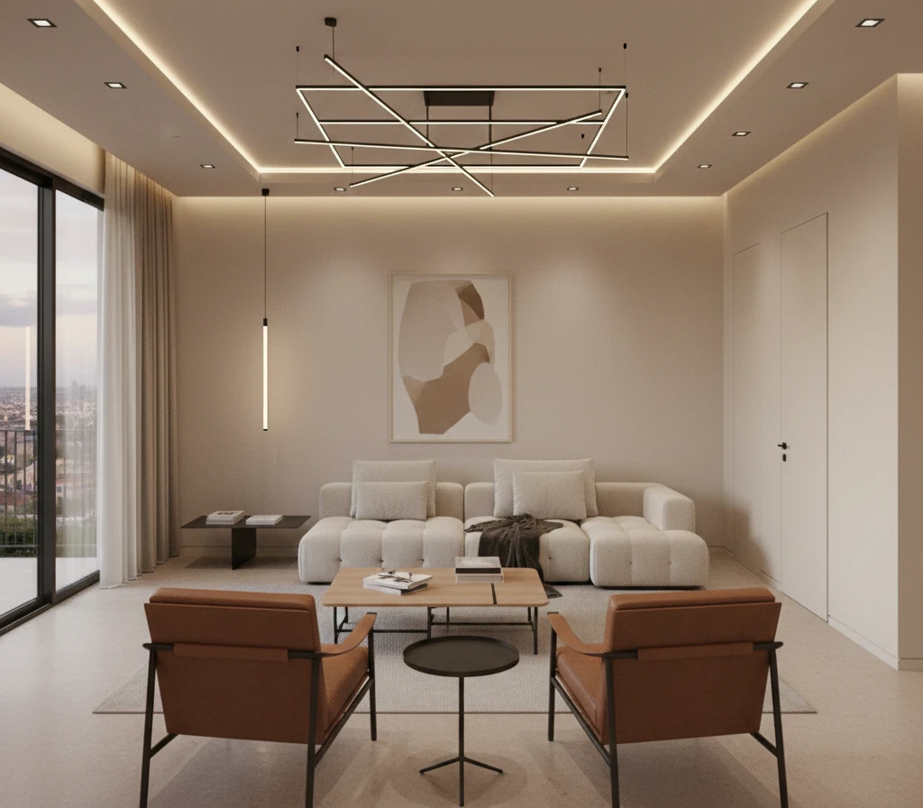 Lampade moderne per il salotto: Salotto minimal contemporaneo - LuceControCorrente