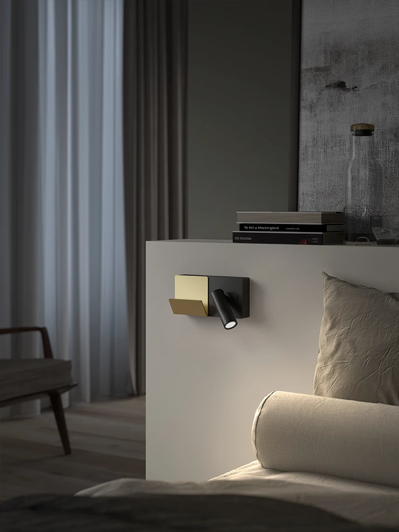 Camera da letto elegante contemporanea - LuceControCorrente